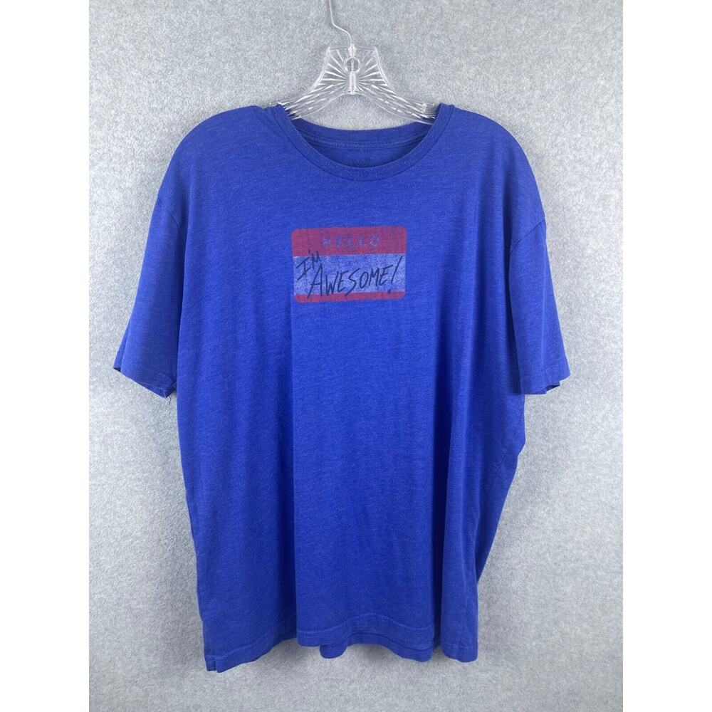 WWE Miz Hello Im Awesome Shirt Men's XL Blue Short Sleeve Wrestling Name Tag Tee